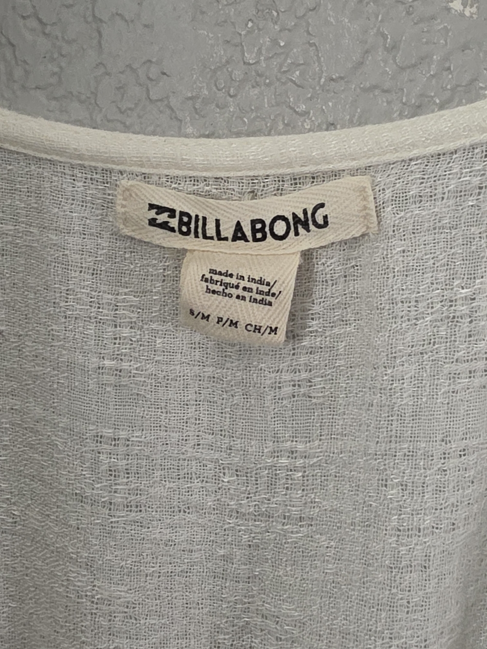 Billabong Off-White Sheer Cover-Up Beach Swim Lightweight Womens S/M - Picture 3 of 8